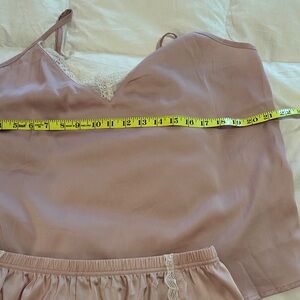 Ekouaer Pink Lace Trim Camisole Top PJ Set large